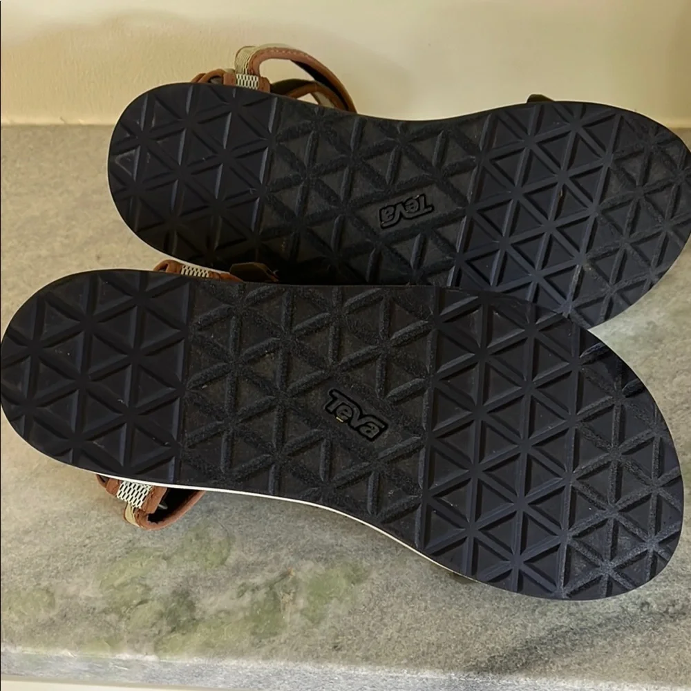 Teva Flatform Universal Mesh Print Women's Wedge Sandal Dark Olive SeaFoam - Picture 9 of 11